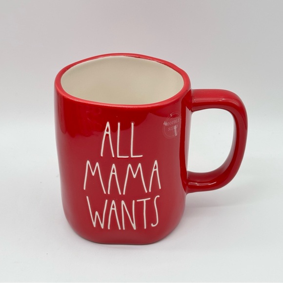 Rae Dunn ALL MAMA WANTS IS A SILENT NIGHT Holiday Christmas Ceramic Red Mug - Picture 2 of 6